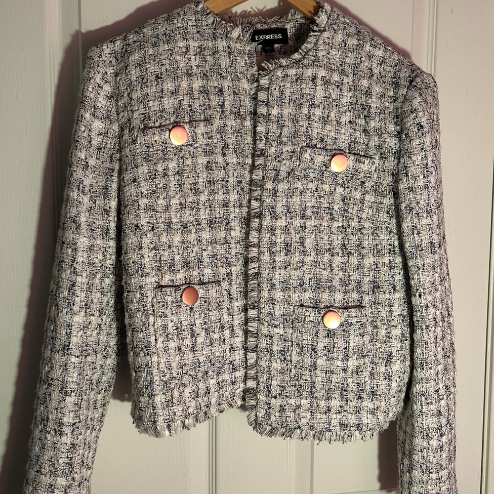 Express Black and White Tweed Blazer